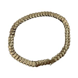 Vintage 80s Gold Coin Medallion Embossed Disc Stretch Belt One Size Boho Glam